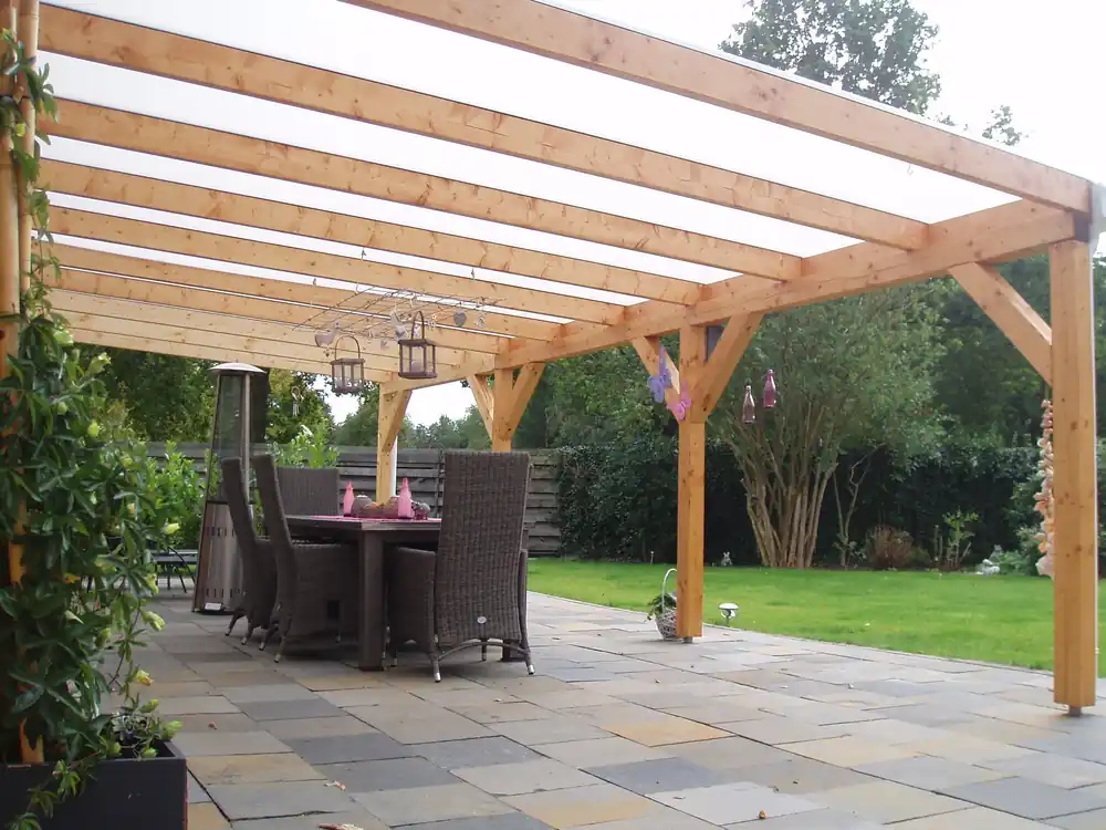 Premium Douglashouten veranda muurplaatsing