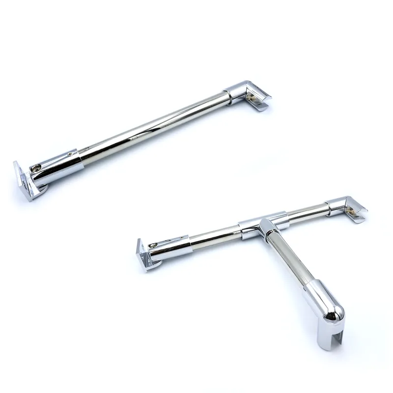 Speciale Aanbieding Stabilisatiestang set rond Chroom - 1x glas/wand 1000 mm - 1x glas/wand met T-adapter 1000 mm