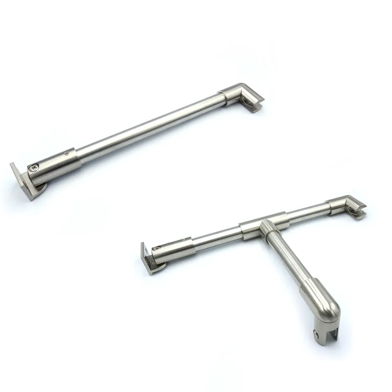 Korting Stabilisatiestang set rond RVS - 1x glas/wand 1000 mm - 1x glas/wand met T-adapter 1000 mm