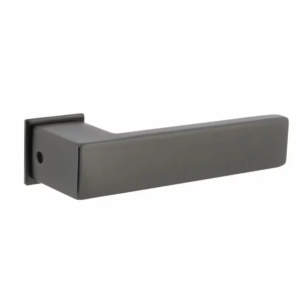 Lage Kosten Intersteel enkele deurklink Amsterdam met platte vierkante rozetten zelfklevend 30x30mm antraciet grijs