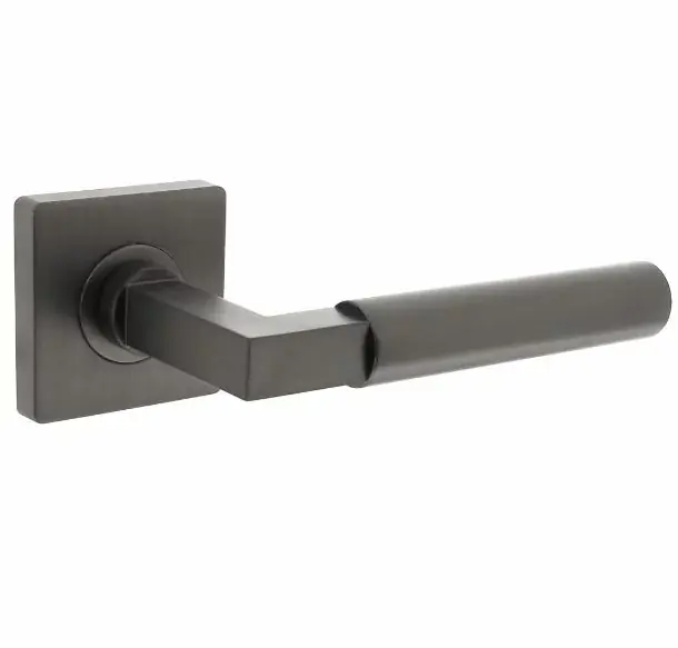 Shop Nu Intersteel enkele deurklink Bau-Stil rechts op vierkant rozet antraciet grijs