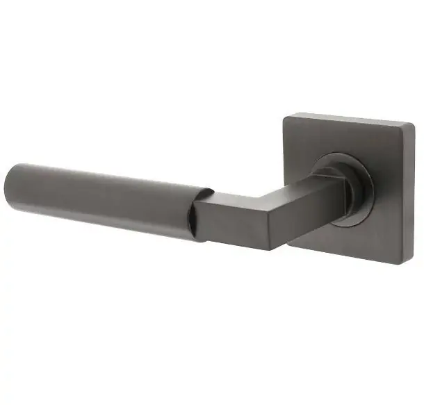 Intersteel enkele deurklink Bau-Stil links op vierkant rozet antraciet grijs Bestel Nu