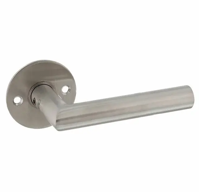 P+E enkele deurklink L-model haaks 8mm stift rvs geborsteld Betaalbaar