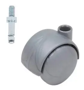 Meubelwiel Zilver Kunststof 35 mm Stift M8 Beperkte Voorraad
