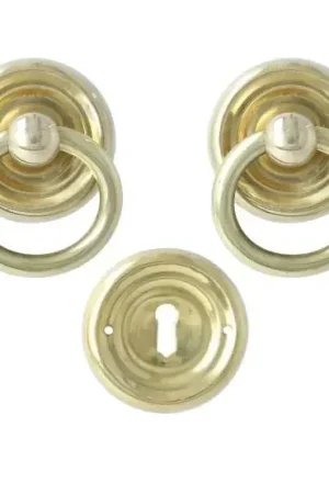 Set ringbeslag geelmessing met massieve ring Aanbieding