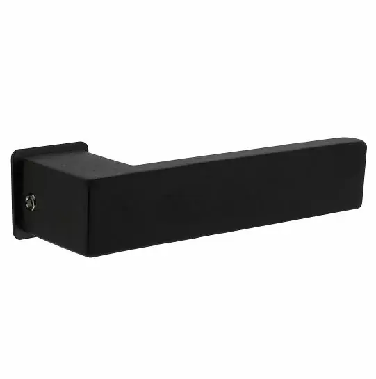 Alleen Vandaag Intersteel deurklink Amsterdam met platte vierkante rozetten zelfklevend 30x30mm rvs zwart