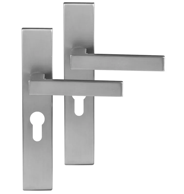 Differnz deurklink Tilburg op rechthoekig schild PC55 mat chroom Snelle Levering