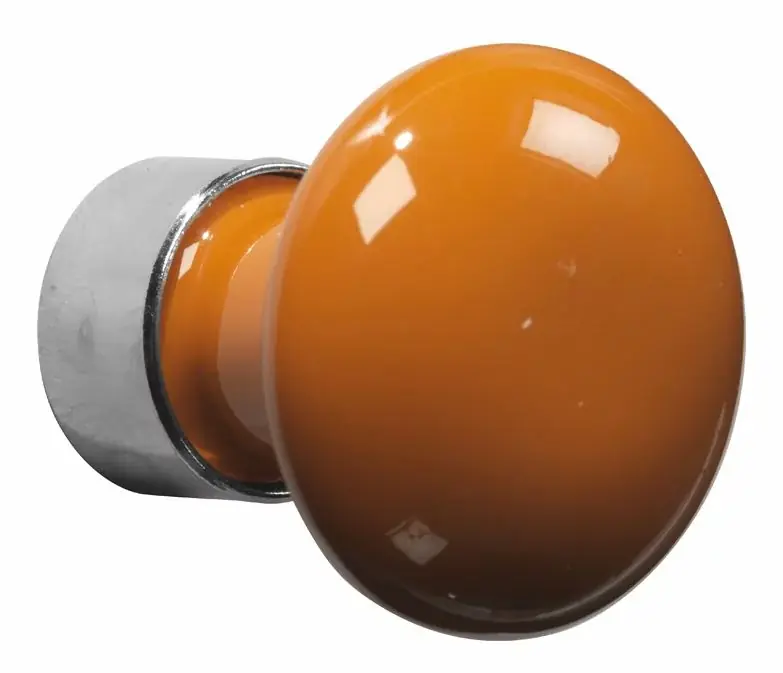 Aanbieding Meubelknop Paddenstoel porselein 30mm glans nikkel/oranje