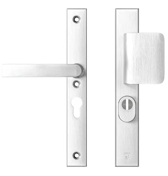 Gecertificeerd AXA Edge Plus smal veiligheidsbeslag PC55 met kerntrekbeveiliging D-greep/kruk SKG3 aluminium F1