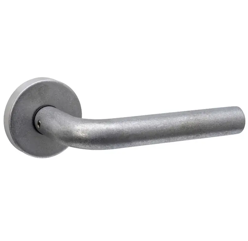Express Levering Intersteel set achterdeurbeslag rond deurklink Luzern met massieve rozetten rvs getrommeld
