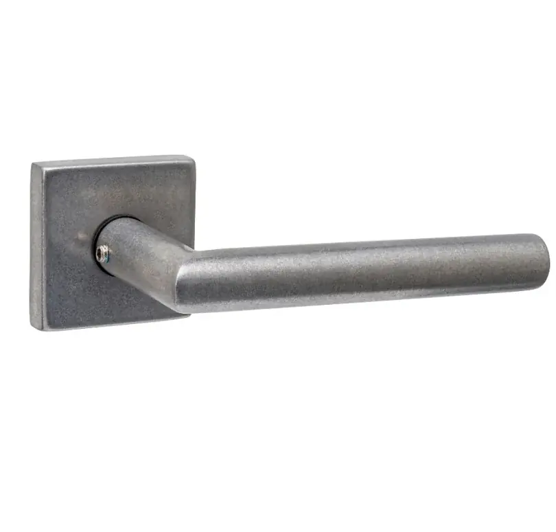 Intersteel set achterdeurbeslag vierkant deurklink Jura met massieve rozetten rvs getrommeld Bestel Nu