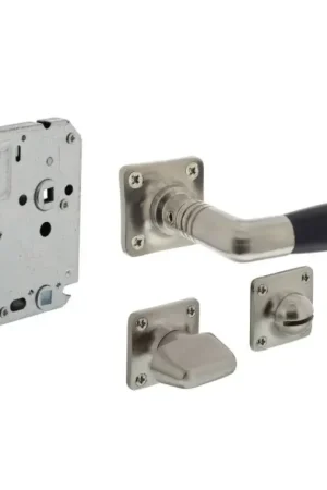 Beperkt Aanbod Intersteel deurbeslag set WC-slot 63/8 mm rvs + deurklink Ton basic en wc-sluiting nikkel mat