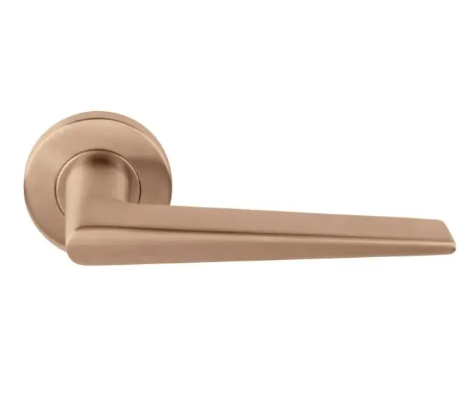 Snelle Levering Deurklink BASICS LBXXIH op ronde rozet PVD licht brons