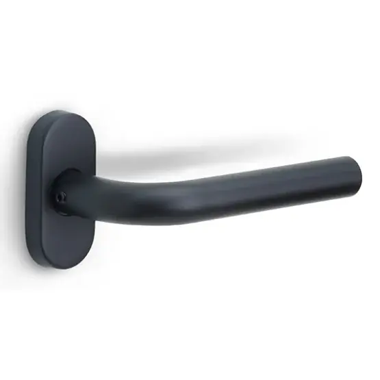Deurklink BASICS LBIII-19B32G op ovale rozet mat zwart Shop Nu