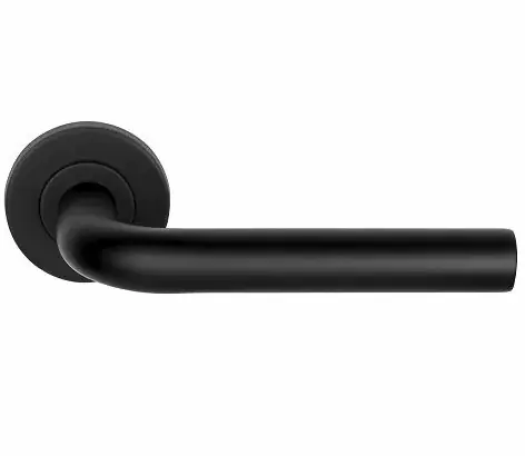Deurklink BASICS LBIIIL-19 EN1906 op ronde rozet mat zwart Gecertificeerd