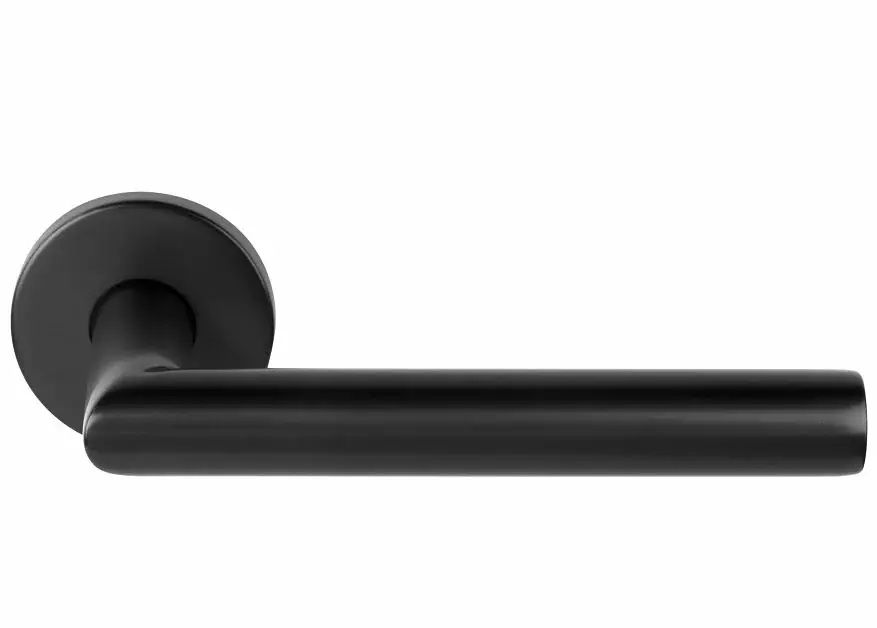 Enkele deurklink rechts BASICS LBII-19 op ronde rozet PVD gunmetal Lage Prijs