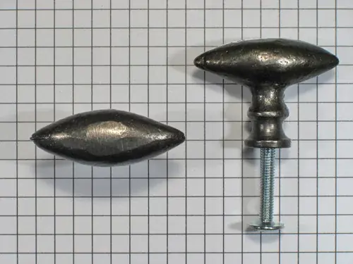 Knop ovaal gedeukt ijzer blank gelakt 37 x 15 mm Beperkt Aanbod