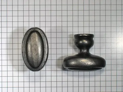 Knop ovaal met rand ijzer blank gelakt 38 x 24 mm Meest Verkocht