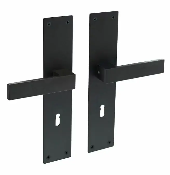 Intersteel deurklink Amsterdam op renovatie schild rechthoekig SL72 rvs/mat zwart Must-Have