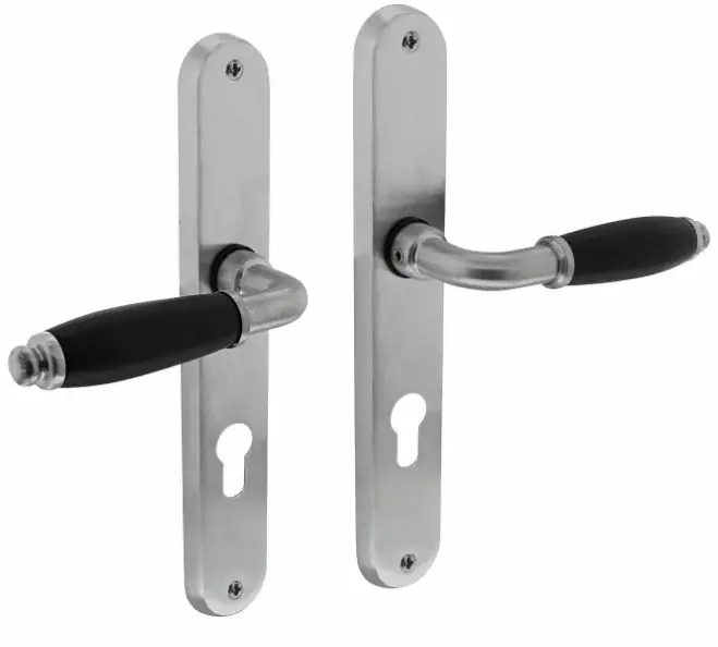 Intersteel deurklink Courgette met ovaal schild 238x39x9mm PC72 mat chroom Laatste Versie
