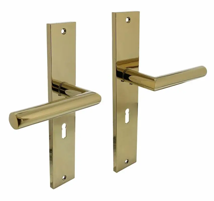 Bestel Nu Intersteel deurklink Bastian op langschild SL56 PVD messingkleur