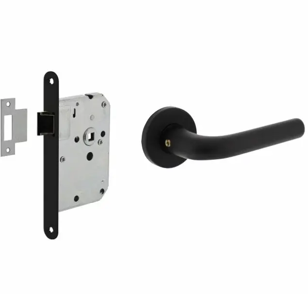 Intersteel deurbeslag set loopslot zwart + deurklink Eucla met rozet zwart Betaalbaar