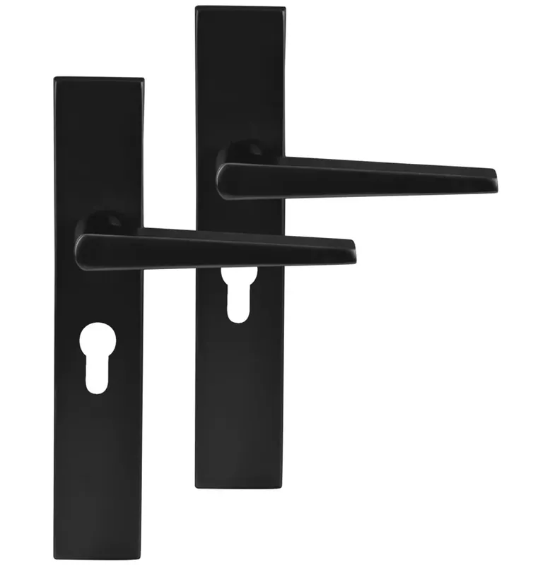 Weekendaanbieding Differnz deurklink Rotterdam op rechthoekig schild PC55 mat zwart