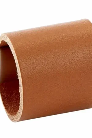 Greep Leder Drum lichtbruin/nikkel mat 32 mm Direct Verzonden