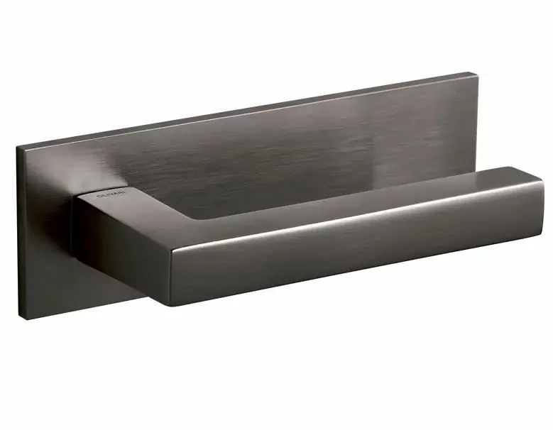 Olivari deurklink ABC op horizontaal schild antraciet mat titaan PVD Speciale Aanbieding