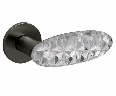 Olivari deurklink Crystal Diamond op rozet antraciet mat titaan PVD Finale Uitverkoop