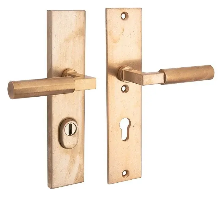 SKG3 PC92 kruk/kruk op schild Bauhaus rechts + kerntrekbeveiliging messing antiek Weekendaanbieding