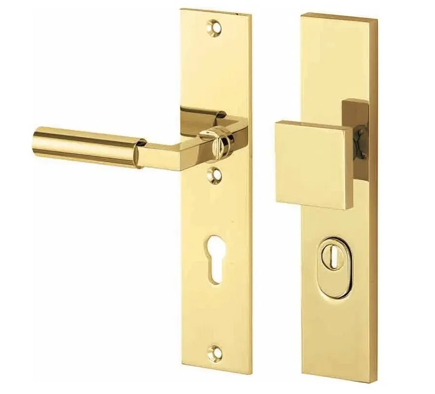 SKG3 PC72 knop/kruk op schild Bauhaus links + kerntrekbeveiliging messing ongelakt Direct Beschikbaar
