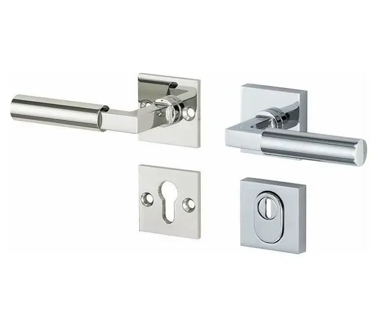 SKG3 kruk/kruk op rozet Bauhaus links + kerntrekbeveiliging glans nikkel/glans chroom Speciale Aanbieding
