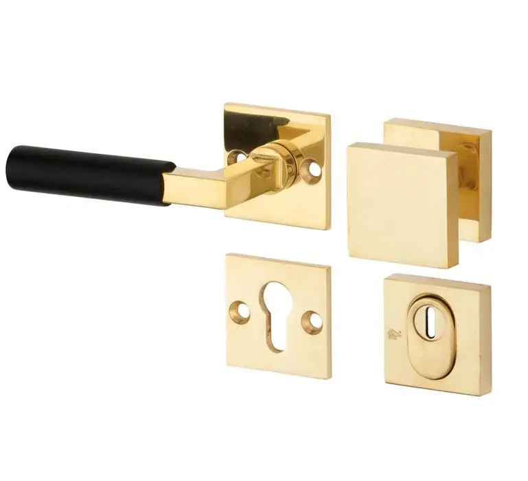 SKG3 knop/kruk op rozet Bauhaus ebben links + kerntrekbeveiliging messing ongelakt Shop Nu