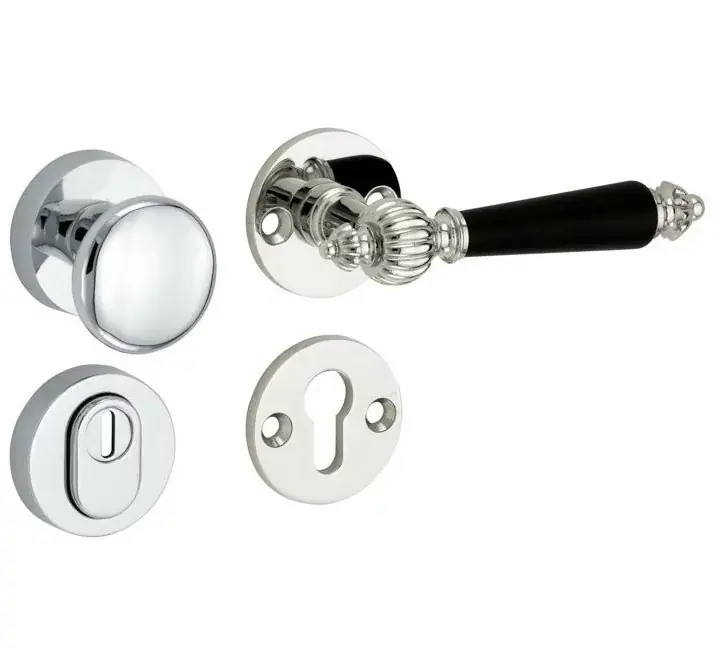 SKG3 knop/kruk op rozet Nouveau rechts + kerntrekbeveiliging glans nikkel/glans chroom Korting