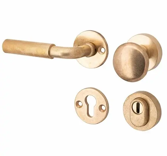 Shop Nu SKG3 knop/kruk op rozet Frankfurt links + kerntrekbeveiliging messing antiek