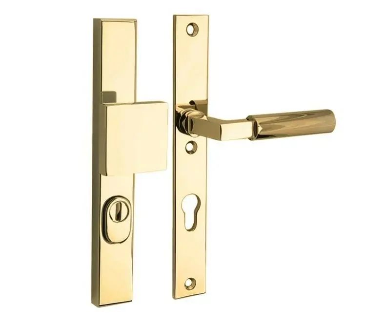 Goedkoop SKG3 PC55 knop/kruk op smalschild Bauhaus rechts + kerntrekbeveiliging messing ongelakt