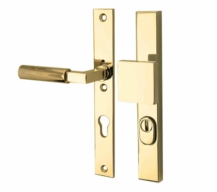 SKG3 PC72 knop/kruk op smalschild Bauhaus links + kerntrekbeveiliging messing ongelakt Hete Deal
