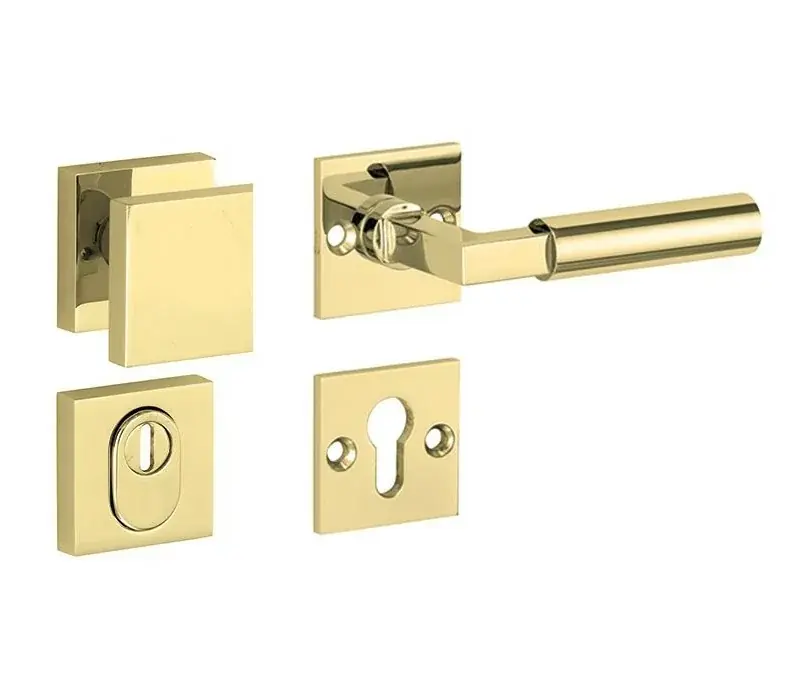 Beste Prijs SKG3 knop/kruk op rozet Bauhaus rechts + kerntrekbeveiliging messing ongelakt