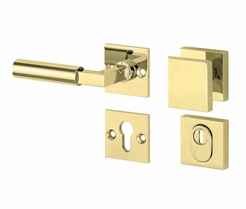 SKG3 knop/kruk op rozet Bauhaus links + kerntrekbeveiliging messing ongelakt Betrouwbaar