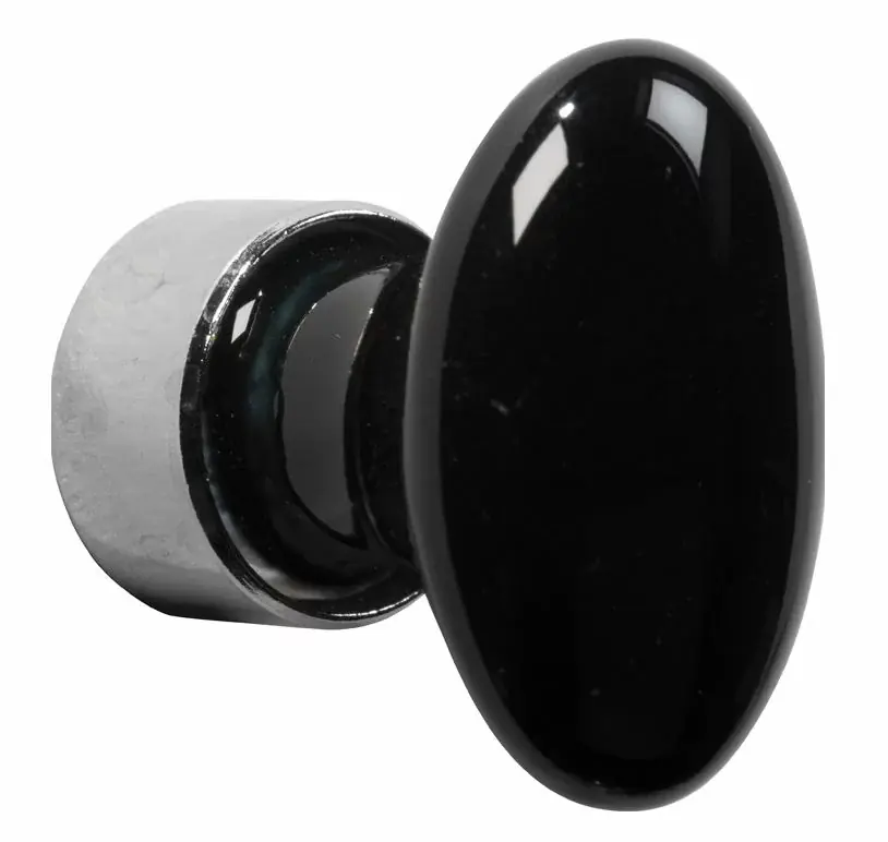 Meubelknop ovaal porselein 63mm zwart/glans nikkel Uitverkoop