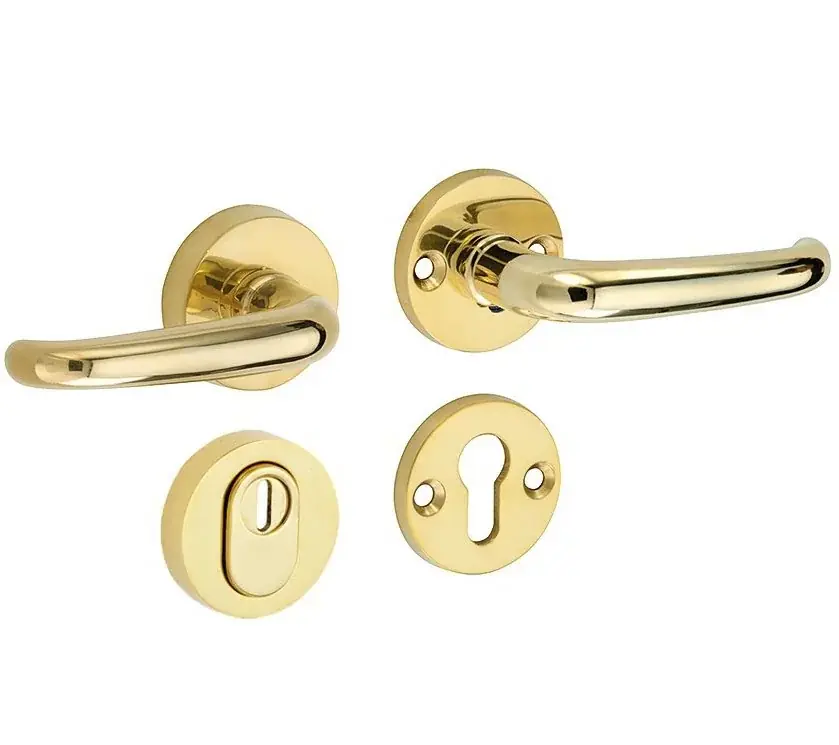 Exclusieve Aanbieding SKG3 kruk/kruk op rozet Halfsabel rechts + kerntrekbeveiliging messing gelakt/messing PVD