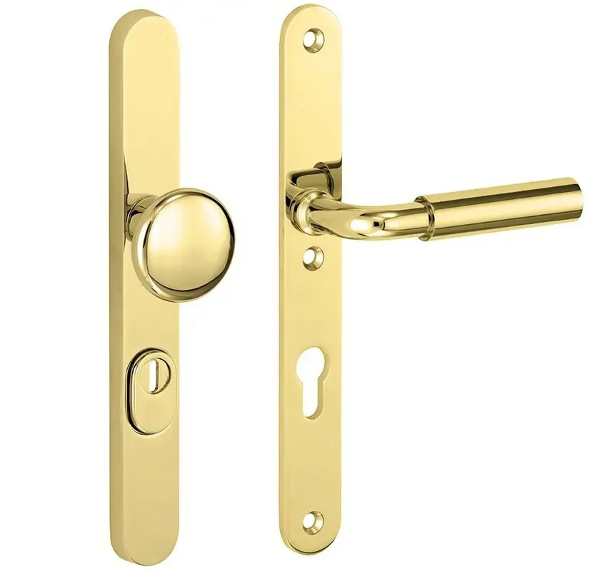 Superprijs SKG3 PC55 knop/kruk op smalschild Frankfurt rechts + kerntrekbeveiliging messing ongelakt