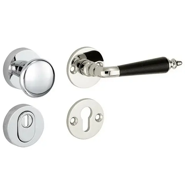 SKG3 knop/kruk op rozet Antique ebben rechts + kerntrekbeveiliging glans nikkel/glans chroom Nu Kopen