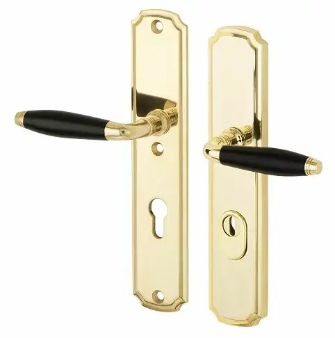 SKG3 PC72 kruk/kruk op schild Bonton ebben links + kerntrekbeveiliging messing ongelakt Nu Kopen