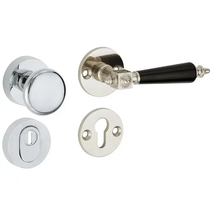SKG3 knop/kruk op rozet Roman bakeliet rechts + kerntrekbeveiliging glans nikkel/glans chroom Seizoensaanbieding