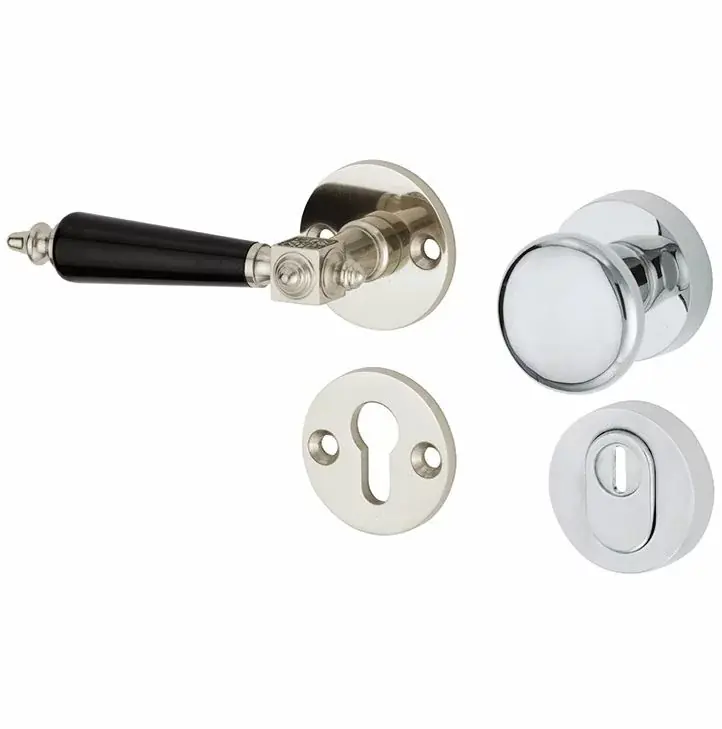 Shop Nu SKG3 knop/kruk op rozet Roman bakeliet links + kerntrekbeveiliging glans nikkel/glans chroom