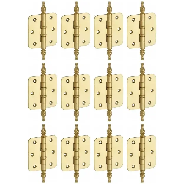 Uitverkoop Set van 12 kogellagerscharnieren 76×76 ronde hoek vaas messing ongelakt