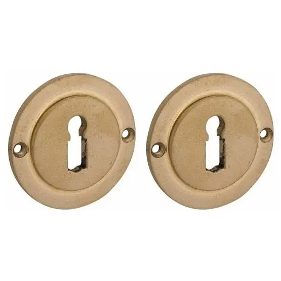 Premium Set van twee sleutelplaatjes Chemin de Fer 50mm BB messing antiek
