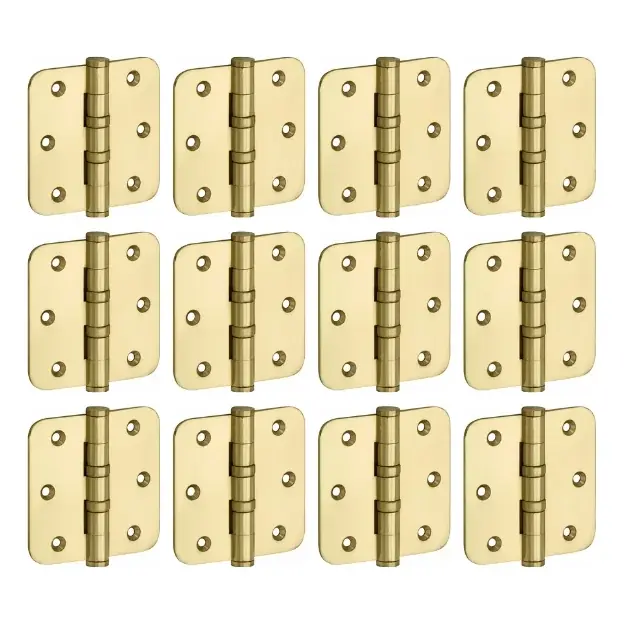 Laatste Kans Set van 12 kogellagerscharnieren 76×76 ronde hoek vlak messing ongelakt
